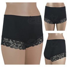 Ladies High Rise Maxi Briefs Full Coverage Lace Knickers Shorts M S L UK Size