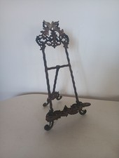 Cast Iron Antique Picture Book Display Easel With Love Birds Stands 16" Tall