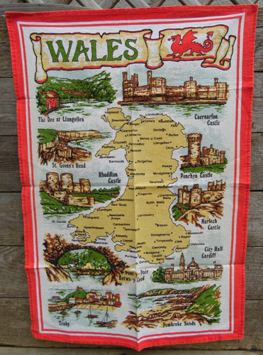 Vintage wales map - vintage, towel