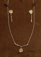Beautiful and Rare Gold Rennie Mackintosh Art Deco Pendant Earrings And Necklace
