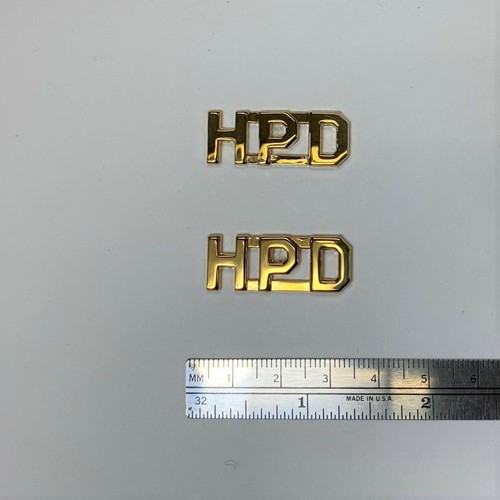 Hpd gold police collar brass - hpd-,