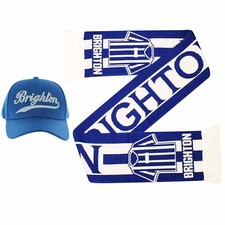Brighton Football Fans Baseball Cap & Scarf Gift Set, Brighton Scarf & Cap Set