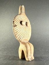 SCARCE ANCIENT MYCENAEAN GREEK STONE CARVED PHI TYPE SEATED DEITY IDOL