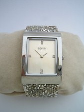 SEKSY ROCKS BY SEKONDA WATCH WOMENS 2652 STAINLESS STEEL SILVER CRYSTALS