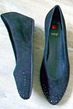 Hogl-black suede wedged shoes.UK 5(EU 38).Swarovski crystals.New.RRP 170 Euro.