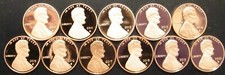 2010~2024 S Lincoln Shield Gem Proof Penny 15 Gem pennies from US proof sets