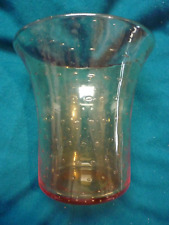 Vintage Webb Controlled Bubble Amber Glass Large Vase 15cms Tall