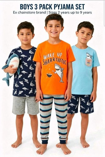 Boys pack pyjama sets shark - boys,