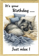 Keeshond Dog Birthday Card (4"