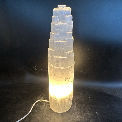 Large selenite mountain lamp - large,