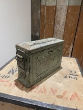 Vintage US Army Metal Ammunition Box Storing Transporting Military Fishing