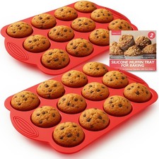 1-2 Silicone Muffin Cupcake Yorkshire Pudding Baking Tray Moulds Non Stick Bakew