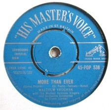 Malcolm Vaughan - 7" UK 45 - More Than Ever - 1958 - HMV - 45-POP 538 - G+/M