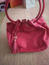 Michael Kors Large Leather Bucket Shoulder Bag Fuschia Pink Excellent...