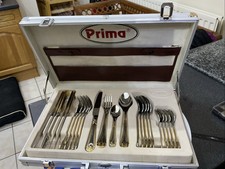 CANTEEN PRIMA WINDSOR 18/8 STAINLESS STEEL GOLD PLATE KNIVES FORK SPOON CUTLERY