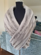 Blue Cerulean Mink Stole Wrap Cape Bolero Silver Grey Visone Nerz Visó Sapphire