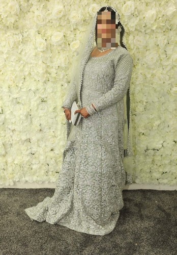 White pakistani bridal lengha