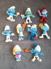 Nine Plastic Smurfs Mcdonalds