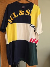 Mens Paul &Shark Colour Block T Shirt Size M 44" Chest Short Sleeved New No Tags