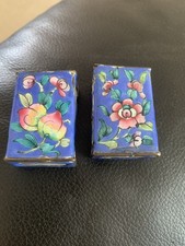 Antique Chinese Cloisonné Match Box Holders x 2