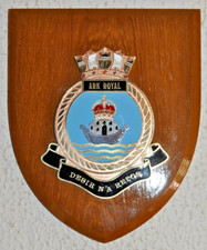 Vintage HMS Ark Royal ward room shield plaque crest Royal Navy RN