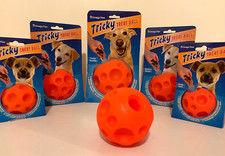 Tricky Treats Orange Dog Toys Balls. Food Treat Dispenser Toy Small Medium Large