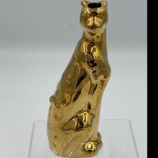 Vintage 1980s GOLD Ceramic Cat