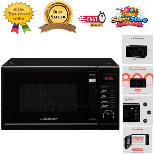 Sleek black microwave oven - oven,