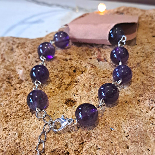 Handmade amethyst purple - handmade, round