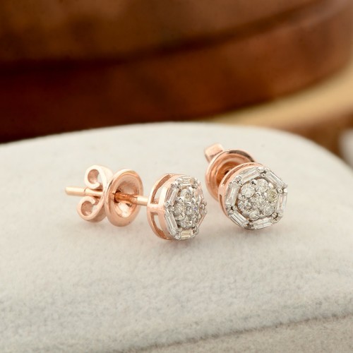 Diamond stud earrings - diamond, gold