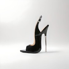 METAL stiletto slingback high heels sexy size UK4-13 extreme