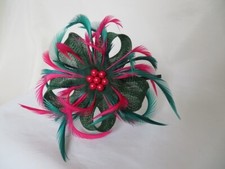 Mixed Colour Handmade Sinamay  Feather Clip Fascinator Mini Headpiece Wedding