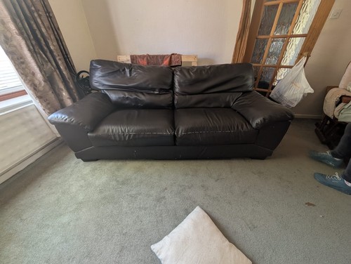 Brown leather sofa - sofa, 3-seater
