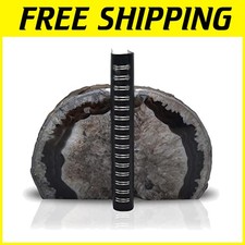 Black Agate Geode Bookends