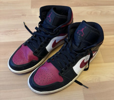 Nike Air Jordan 1 Mid Top Black/White/Noble Red Size 8 Trainers 554724-066