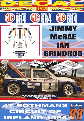 Decal metro 6r4 rothmans - mg,