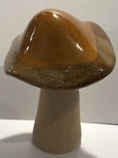 Ceramic Pottery Glazed Mushroom Toadstool Amber Brown Gold Glaze Figure