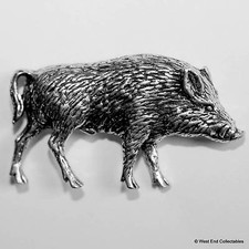 Wild boar pewter pin brooch - brooch,