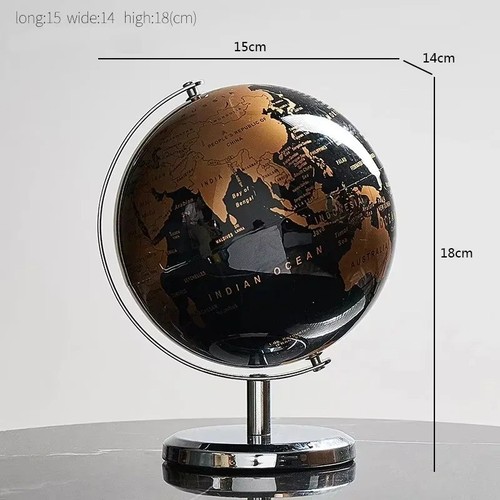 18cm black gold world globe - 18cm,