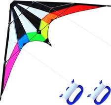 1.2m 48-Inch Rainbow Stunt Power Kite Outdoor Sport Fun Toys Dual Line w/ Handle