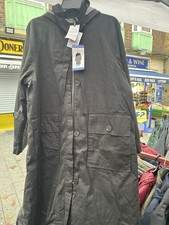 Elle Ladies Waxed Cotton Long Coat Black Large