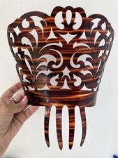 Large Vintage Peineta Spanish Mantilla Comb, Faux Tortoiseshell, flamenco  