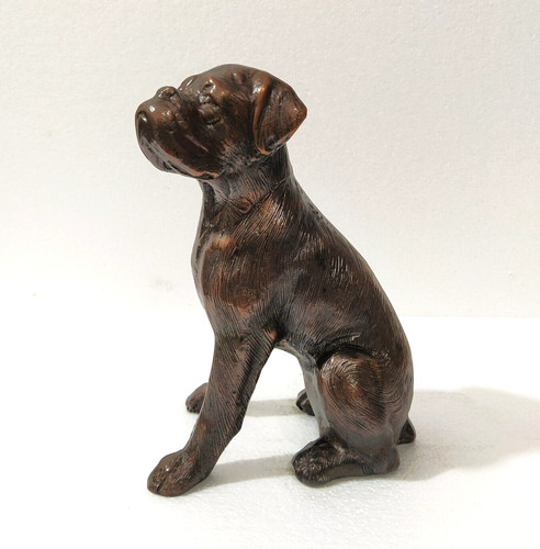 Metal dog boxer statue - dog,