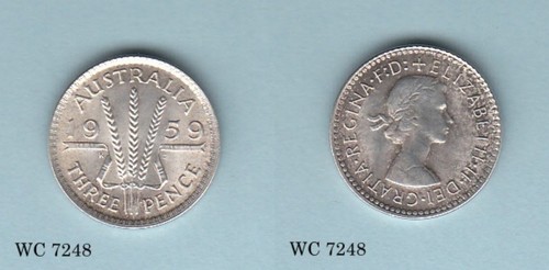 Austraia three pence 1959 - 3,