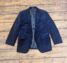 New! Samuel Windsor Blue Velvet Smoking Jacket 42S Notch Lapel