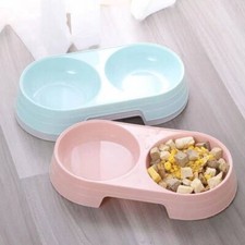 Plastic Cat Double Bowl Cat
