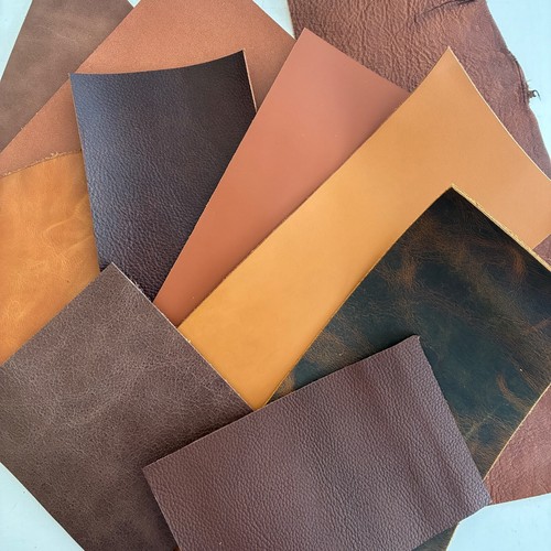 Brown leather scraps offcuts - brown,