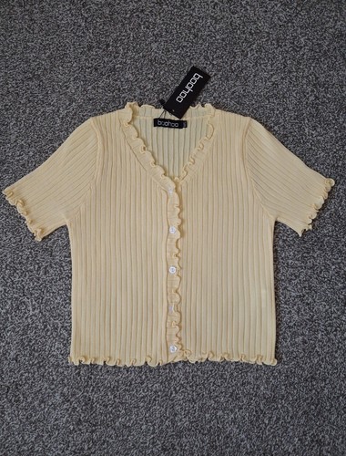 Boohoo yellow ribbed frill - yellow,