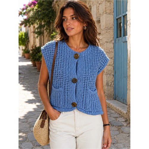Zara blue crochet knit sweater - crochet,