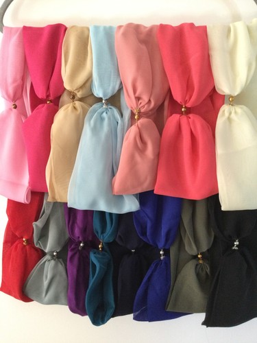 Short plain chiffon scarves - chiffon,